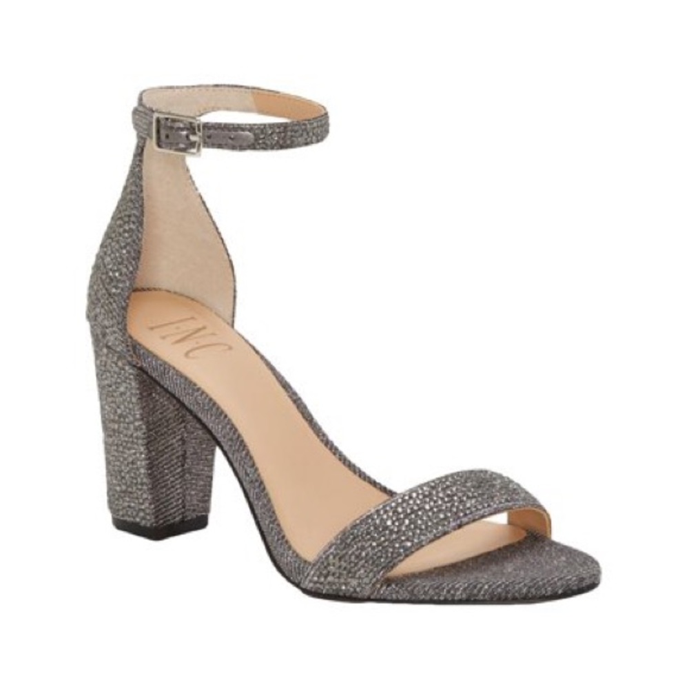 INC International Concepts Kivah Silver Metallic Studded Dress Sandals Size 5